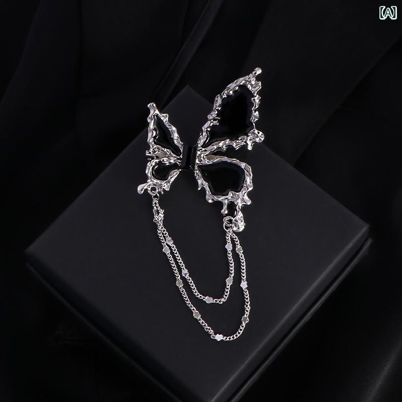 アクセサリー　タッセル　ピン シルバー 蝶 タッセル ブローチ チェーン 装飾 ハイエンド レディーススーツ セーター ピン アクセサリー