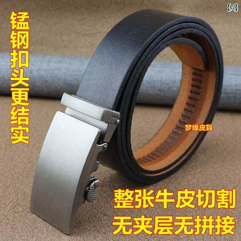 メンズ　ベルト　バックル の第一層 牛革 メンズ 自動 バックル 革 ベルト マンガン 鋼 ビジネス カジ..