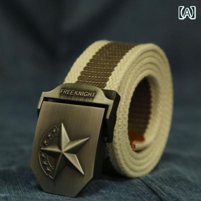 メンズ　ベルト　バックル 本格的な 屋外 若見え 学生 五芒星 戦術 軍事 トレーニング ベルト ファン ..