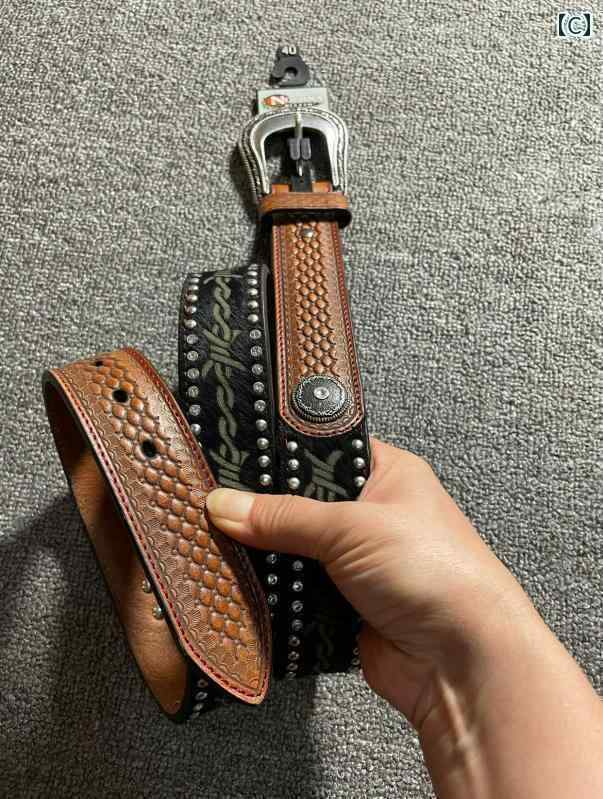 ベルト　レザー　メンズ アメリカン ノ コナ ウエスタン カウボーイ ベルト 牛革 手 彫り 馬の たてがみ フル ラインストーンバックル 乗馬用 ハーネス