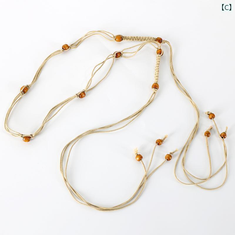 レディース　ベルト　チェーン 民族 風 編み 細 ベルト 女性用 スカート 付き レトロ ウエスト ロープ カジュアル タッセル 装飾 チェーン アクセサリー