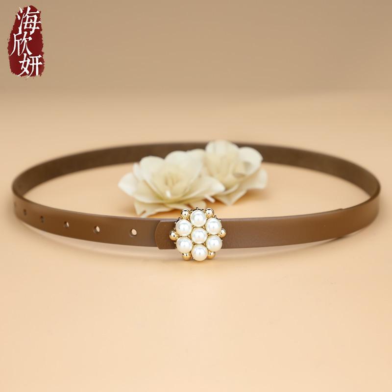 レディース　ベルト　チェーン 小さい ベルト 女性用 革 牛革 ブラウンで な スタイル ドレス シャツ ..