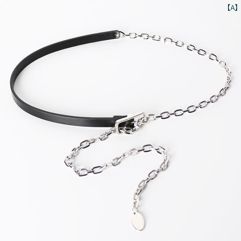 レディース　ベルト　チェーン 薄手の スカートを 着た レディース チェーン ベルト で な イン 装飾 ..