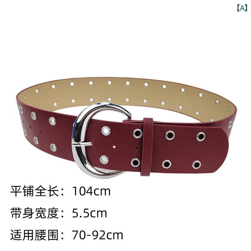 レディース　ベルト　チェーン 女性用 ファッション ワイド ベルト 赤い アンコラの 装飾 マッチング ..