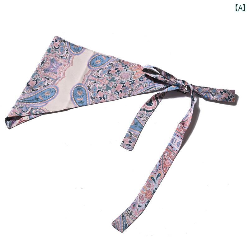 レディース　ベルト　チェーン ギリシャの レトロ ホリデー プリント サテンレースアップ トライアング..