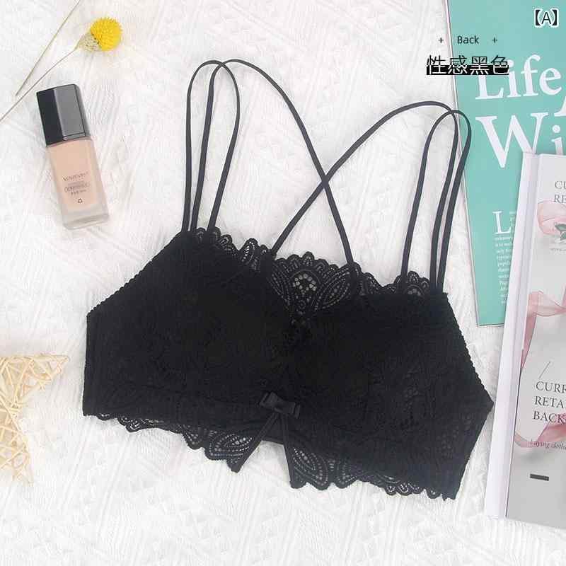 ブラ　レース　下着 スチール リムの ない 女性用 レース 露出 防止 チェ ストラップ ブラ スパゲッテ..