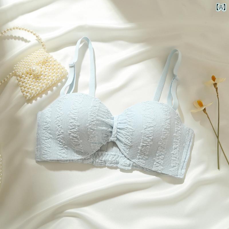 ブラ レース 下着 胸が 小さい 女性用 下着 ギャザーと 拡大 平らな 胸 な 厚手 上部 サポートと たるみ 防止 レースの シームレス ガール ハーフカップブラ ジャー