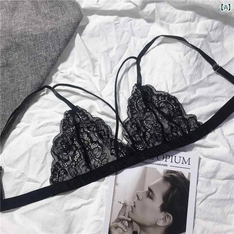 ブラ　レース　下着 レディース 魅惑的 レースの 下着 シースルーの 小さい 胸 完全に 透明な ブラジャ..