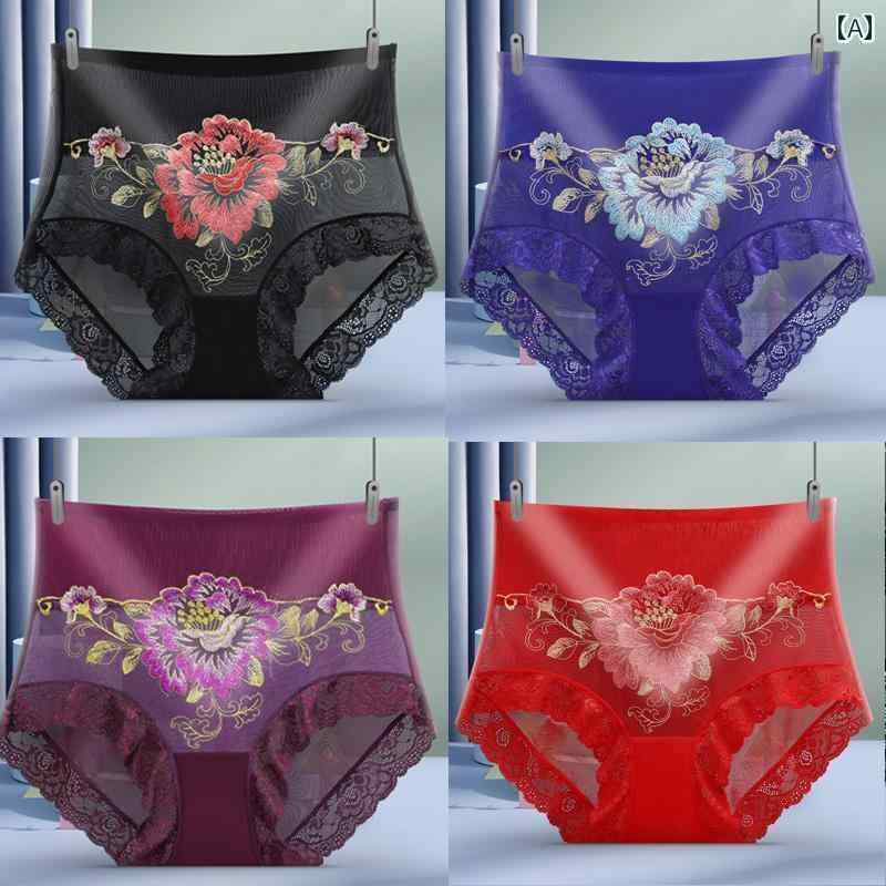 ブラ　レース　下着 女性用 ハイウエスト パンティー 魅惑的 レース お腹を コントロール 綿 大きいサ..