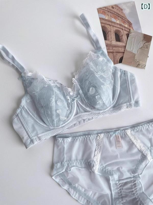 ブラ レース 下着 フランスの なの レースの ウサギの 耳の 魅惑的 下着 レディース 薄 型 大きい 胸の 小さい 垂れ 防止 サイド ブレスト ブラジャー