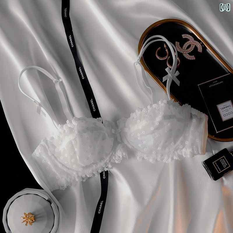 ブラ レース 下着 魅力的な ハーフ カップ 大きい 胸の 小さい フランスの 魅惑的 ランジェリーの レースの 透明な ブラジャーと パンティーの ブラジャー セット 夏