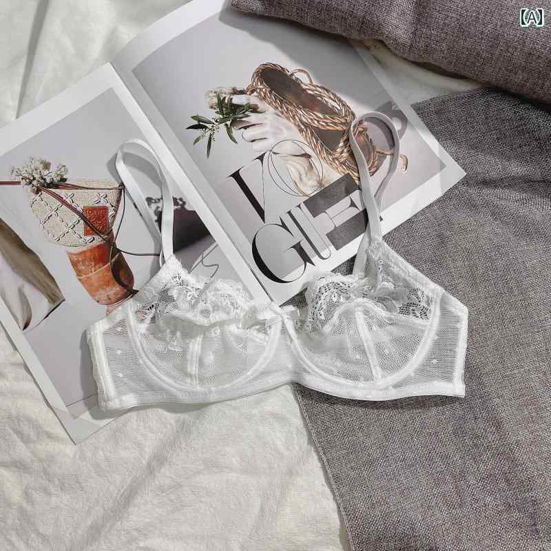 下着 レース レディース フェアリー 薄型 ブラジャー スチール リング 付き ハーフカップブラ ジャー プッシュアップ 透明 レース 魅惑的 下着 な スーツ フレンチスタイル