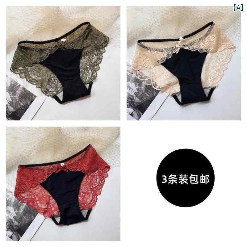 下着　レース　レディース 3 パックの 大きいサイズ 200 斤の MM 魅惑的 レースの 下着 腹部 ヒップ リ..