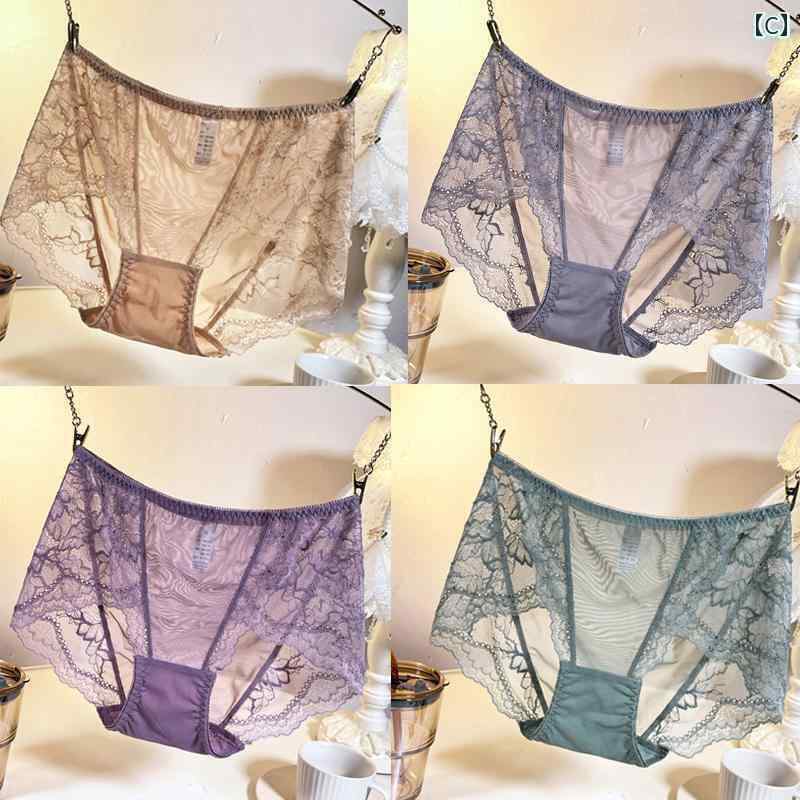 女性　下着　薄型 レディース レース 下着 春夏 薄手 セクシー シームレス メッシュ 透明 綿 股 ヒップ..