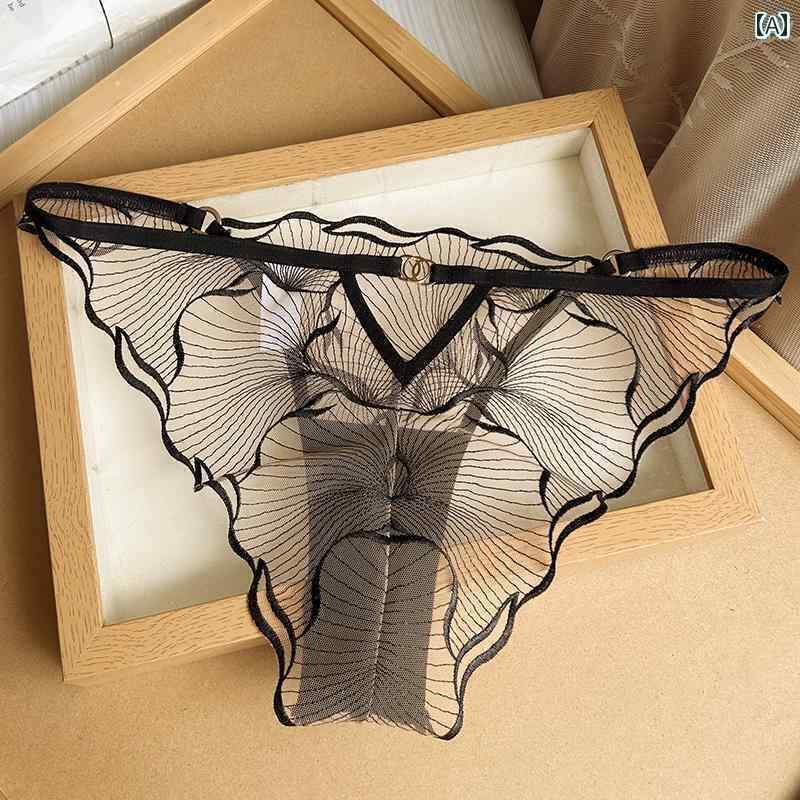 女性　下着　薄型 フランスの 魅惑的 の レースの パンティー 大きいサイズ 女性用 ローウエストの 透..