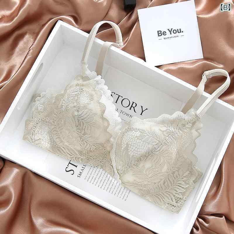 ランジェリー　下着　レース 胸が 小さい 女性用 下着 スチール リングなしで 集めた 魅惑的 ブラセッ..