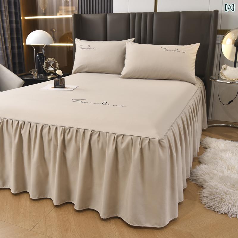 ベッド カバー ベッドスプレッド ダストカバー ベッド スカート ワンピース カバー シーツ エッジ 付き オール シーズン 対応 エプロン