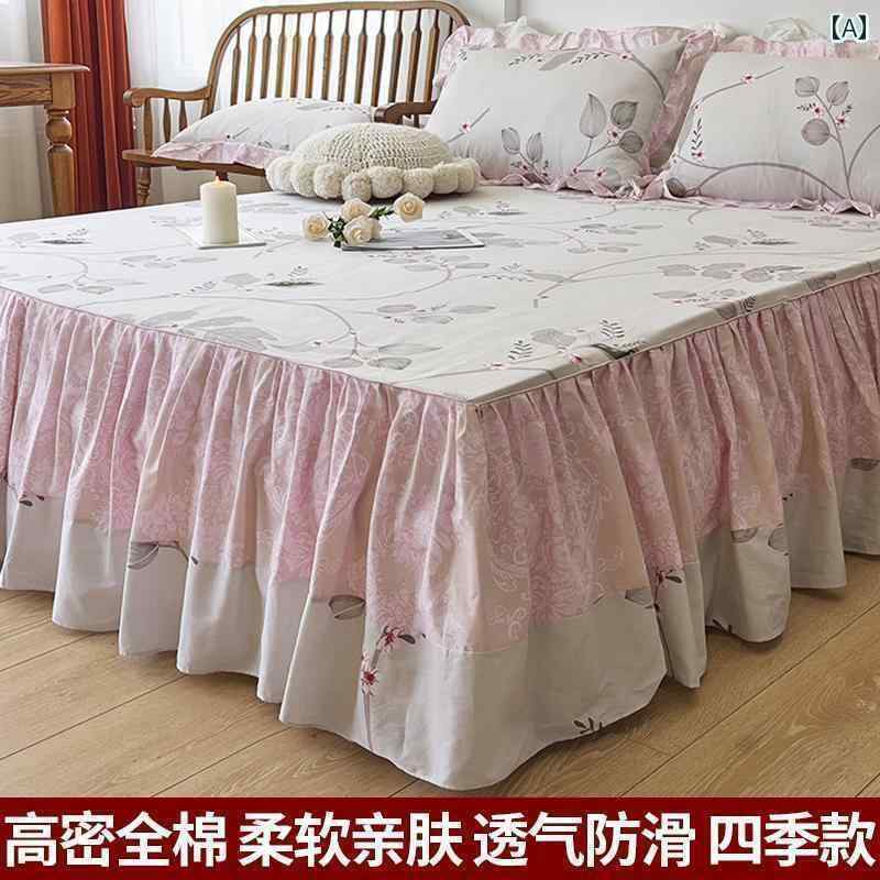 ベッド カバー 100 % コットン ベッド シーツ スカート 付き ワンピース セット ツー イン ワン 厚手 綿 2025新 スタイル オール シーズン 対応