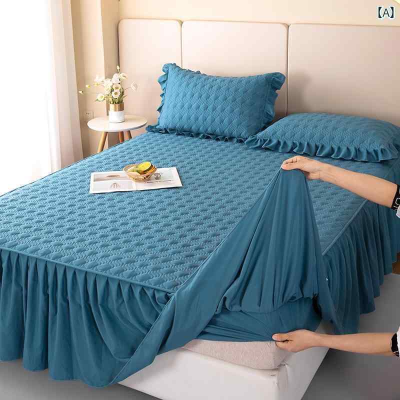 ベッド カバー レース キルティング フィットシーツ ベッド スカート ワンピース 滑り止め カバー 厚手 シモンズ マットレス プロテクター 防塵 シーツ