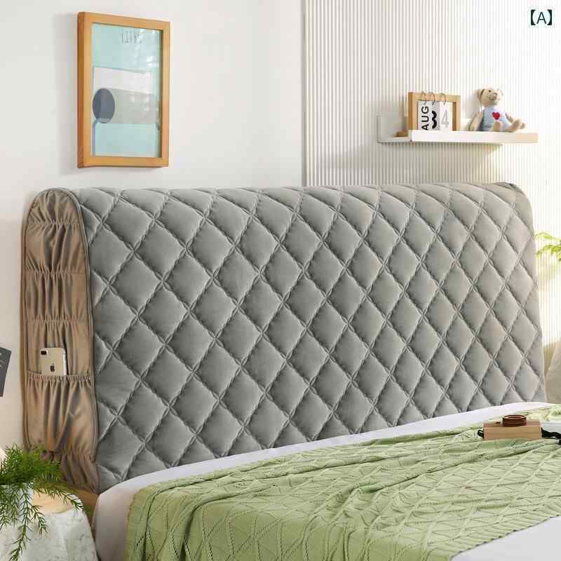 ベッド　カバー　 フル ベッド ヘッド カバー キルティング 加工 厚手 ソフト ヨーロピアンスタイル 背もたれ シンプル レザー 木製 ダストカバー 保護 18