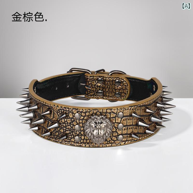 犬用 首輪 かわいい 大型 犬 咬 傷 防止 首輪 スタッズネック チェーン いじめっ子 カストロ オオカミ 犬の ペット リード