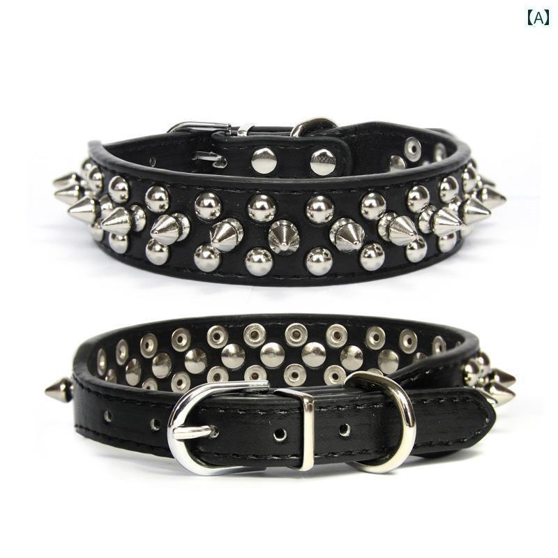 犬用　首輪 LED 犬用 噛みつき 防止 首輪 金属 スタッズ フレンチブルドッグ用 小型 中型 テディ パン..