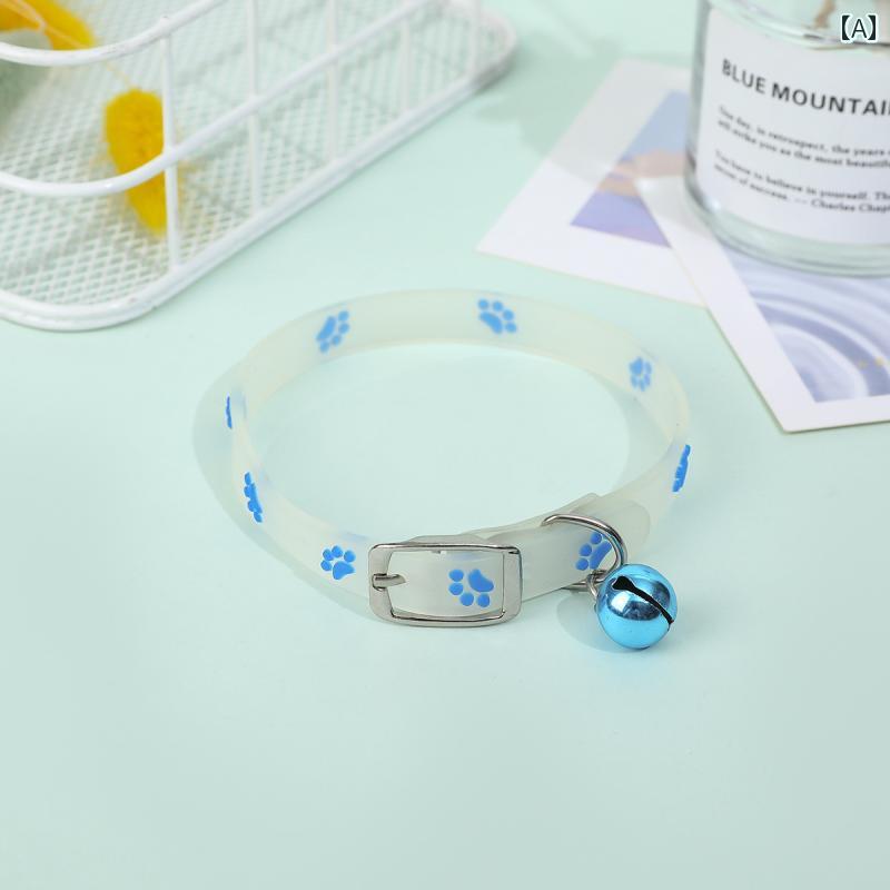 犬用　首輪 LED 猫と 犬の ベル カラー 光る 首輪 迷子 防止 蛍光 夜に かわいい 猫の