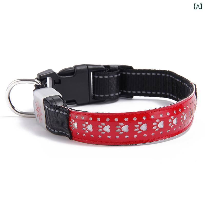 わんちゃん　首輪　ライト 夜間に 光る 犬用 首輪 迷子 防止 紛失 中型 大型 犬 柴犬 コーギー ペット用