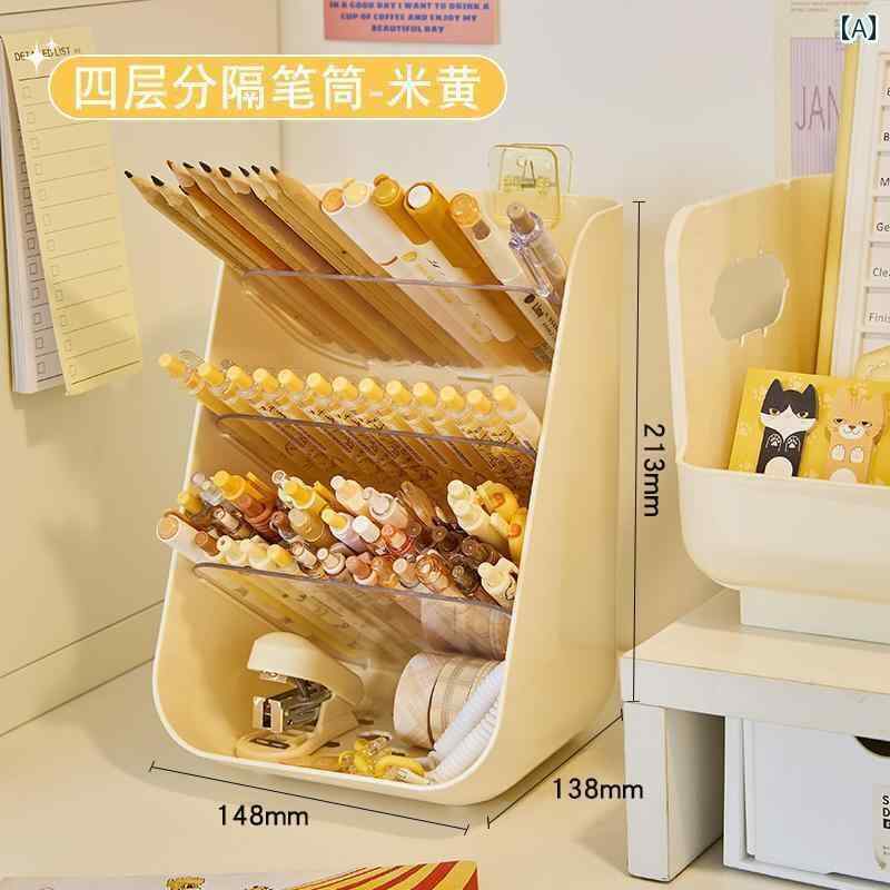 収納　ボックス　オフィス　 グレード 3 クラス 2 斜め ペンホルダー 透明大容量 デスク トップ アクリ..