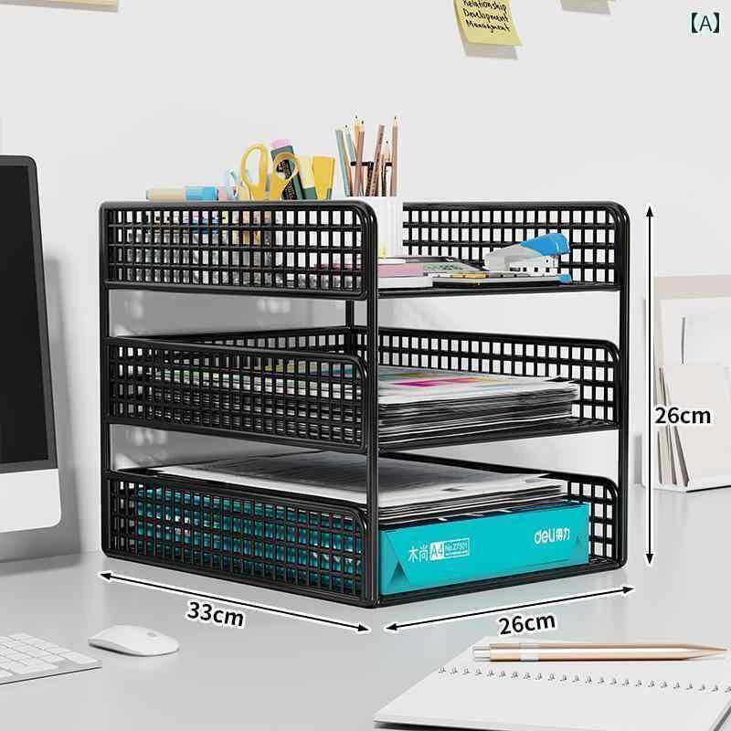 収納　ボックス　オフィス　 A 3 4 デスク トップ ファイル ラック メタル データ フレーム 多層 収納 ..