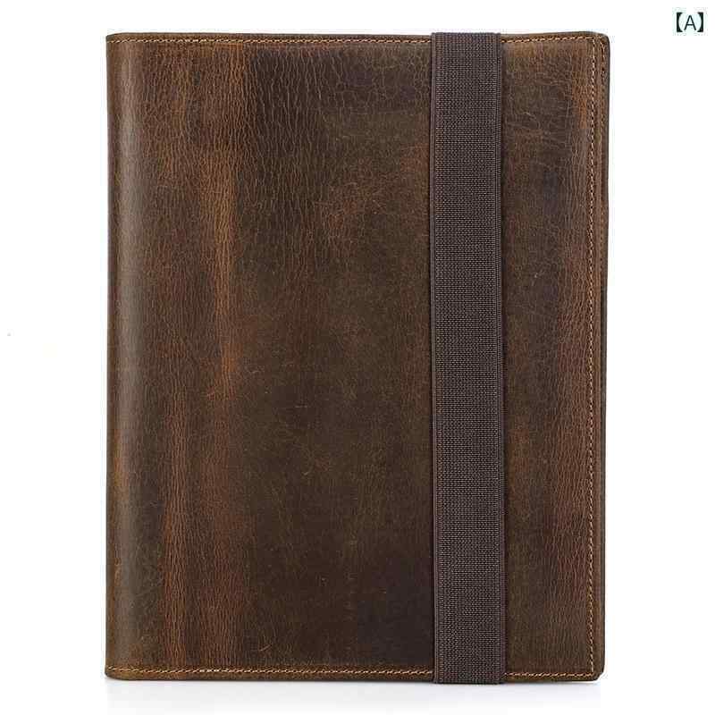 ケース　革　収納 ホース レザー 牛革 革 A 5 用紙 ノート レザーケース ペンホルダー 付き iPad mini用 多機能 保護 ケース