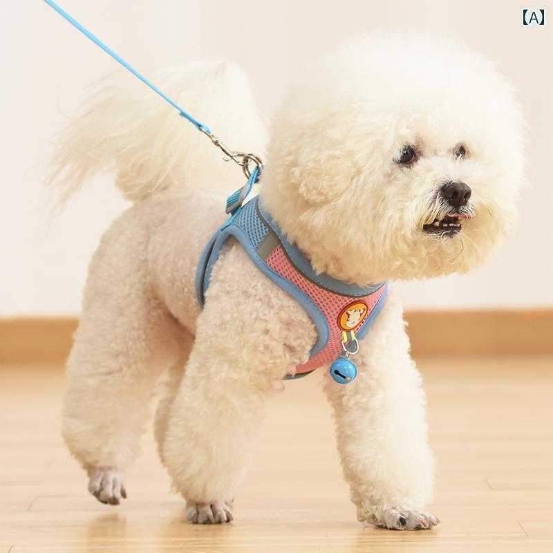 ハーネス 犬用 リード 夏用 ベスト 犬用 牽引 ロープ 小型 テディ ビション ポメラニアン 子犬用 調節可能 ウォーキング チェストストラップ