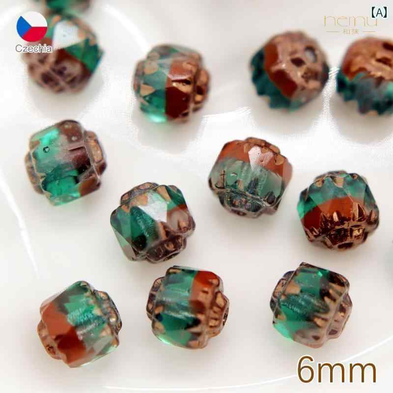 アンティーク　雑貨　DIY チェコ 6 mm アンティークビーズ ヴィンテージ ブロンズ ミックス 2 色 8 面 ..