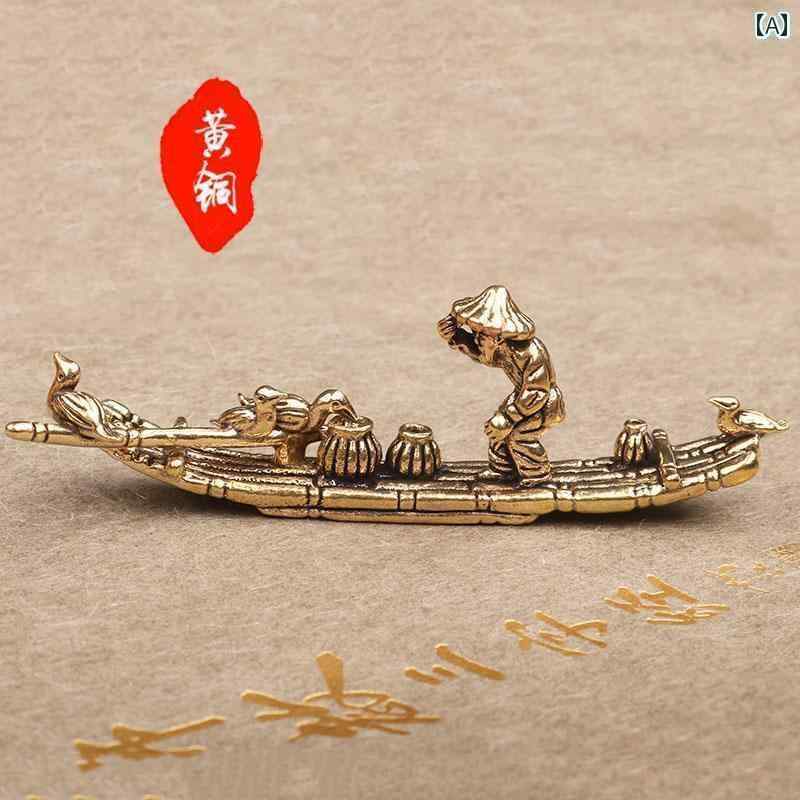 アンティーク　雑貨　DIY な レトロ 真鍮 ペリカン 竹 いかだ ティーテーブル ティー 表面 ペット 装飾..