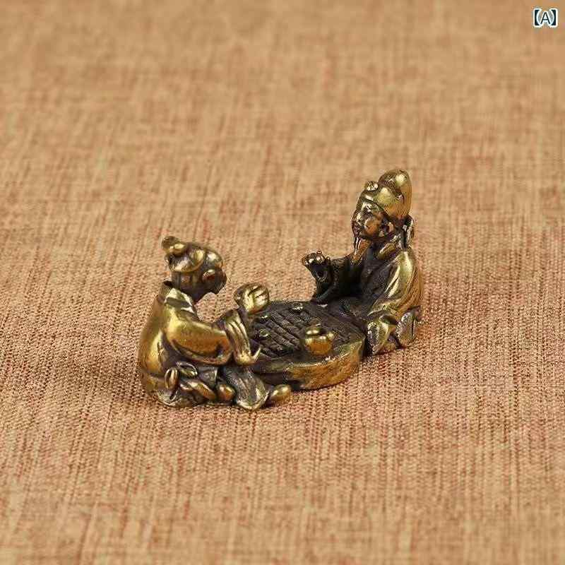 アンティーク　雑貨　DIY 茶道 チェス 書道 絵画 ブロンズ 彫刻 チェスを する 老人 小さい 装飾品 な ..