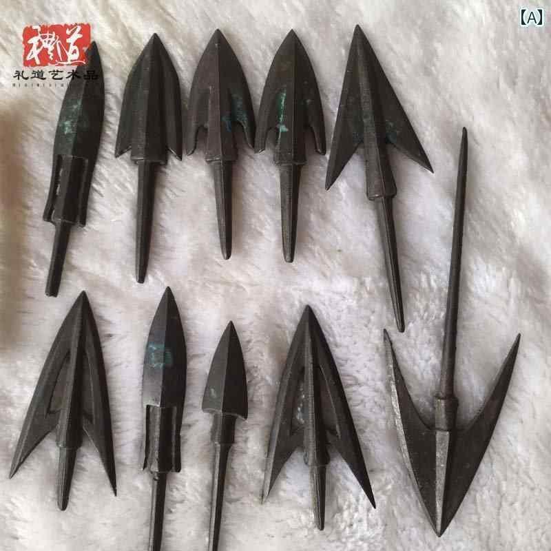 アンティーク　雑貨　飾り アンティーク 古風 レトロ 武器 弓矢 青銅の 冷 兵器 銅の 矢じり 矢じりの ..