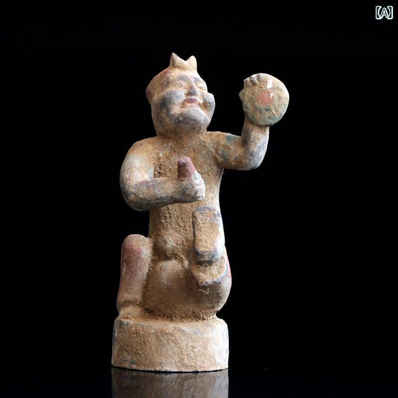 アンティーク　雑貨　飾り アンティーク 漢 王朝 陶器 王朝の 置物 装飾品 太鼓を 打つ ラップ 陶器の ..