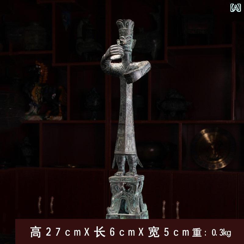 アンティーク　雑貨　飾り 三星 堆の お土産 ブロンズ製 人間 マスク 聖なる 鳥 木 アンティーク 装飾..