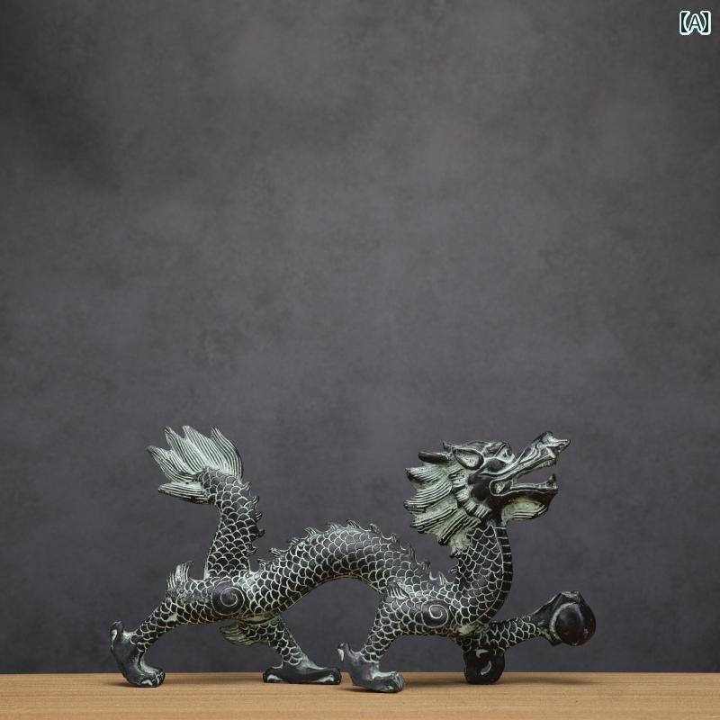 アンティーク　雑貨　飾り アンティークブロンズ ドラゴン 掴み ビーズ 装飾 ホーム クラフト 風 水 青..