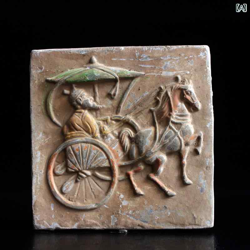 アンティーク　雑貨　飾り 唐代の 戦車用 レンガ アンティーク 肖像用 陶器の 装飾品 装飾 壁画 壁用 ..