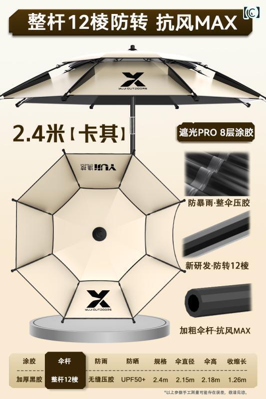 パラソル　日傘　傘 釣り スキル 傘 2025 ポータブル 二 重層 厚く 折りたたみ 黒 ...