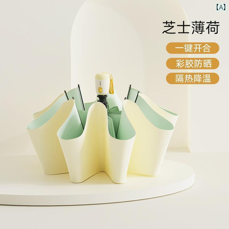 パラソル 日傘 傘 全自動 日傘 強力な 日焼け防止と 紫外線 防止 晴れと 雨 小型で 持ち 運び 可能 折りたたみ 式 女性用 カラー プラスチック サンシェード