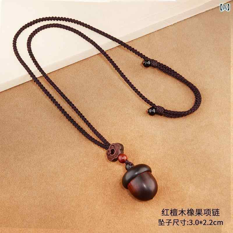 ペンダント ネックレス アクセサリー 物を 収納 できる サンダルウッドの ドングリ ネックレス レトロ ガウ ボックス ペンダント 安全な セーター チェーン エスニックの ジュエリー
