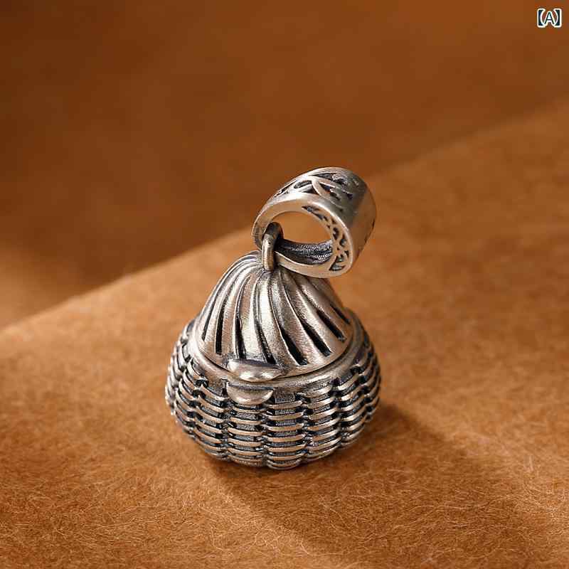 ペンダント ネックレス アクセサリー 小さい 魚 籠は 開ける ことが でき レトロ 銀 メッキ 古風 マッ..