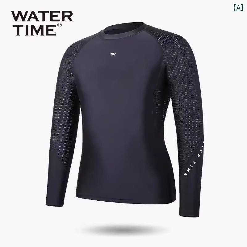 マリンスポーツ スーツ　水着 WaterTime ウェットスーツ メンズ 水泳 サーフィン 長袖 トップ パンツ 日焼け防止 温泉 トランクス セット