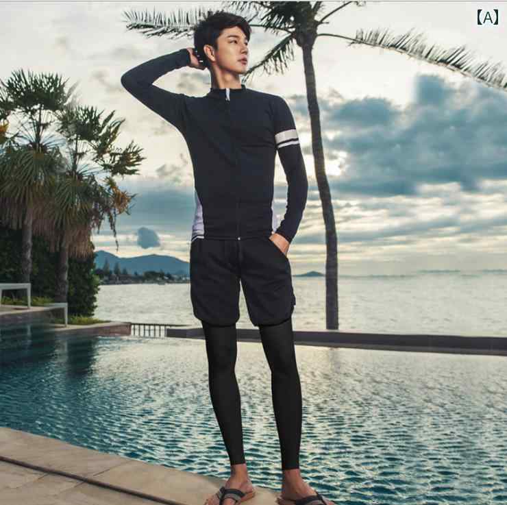 マリンスポーツ スーツ　水着 ウェットスーツ ジッパー スプリット 長袖長 ズボン 水着 日焼け防止 カップル 男女兼用 クラゲ スーツ シュノーケリング 速乾 サーフィン