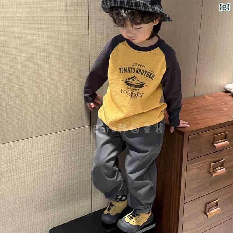 子供服　カジュアル　かわいい 男の子 長袖 Tシャツ 子供用 春秋 2025年 な 綿の レイヤリング シャツ ..