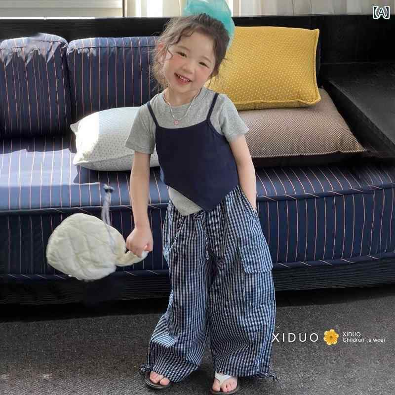 子供服　カジュアル　かわいい 韓国 女の子 夏の 半袖 Tシャツ 25 子供服 西洋風 不規則な スリング ス..