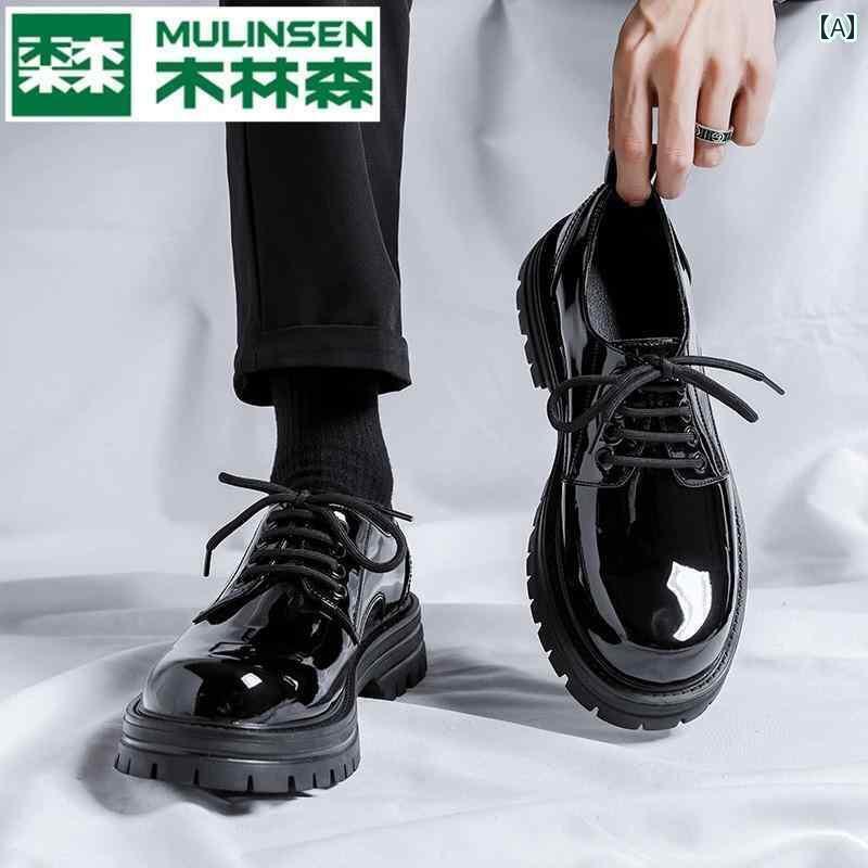 ビジネス 革靴 シューズメンズ Mulen レザーシューズ メンズ ビジネス フォーマルウェア 光沢の ある ..