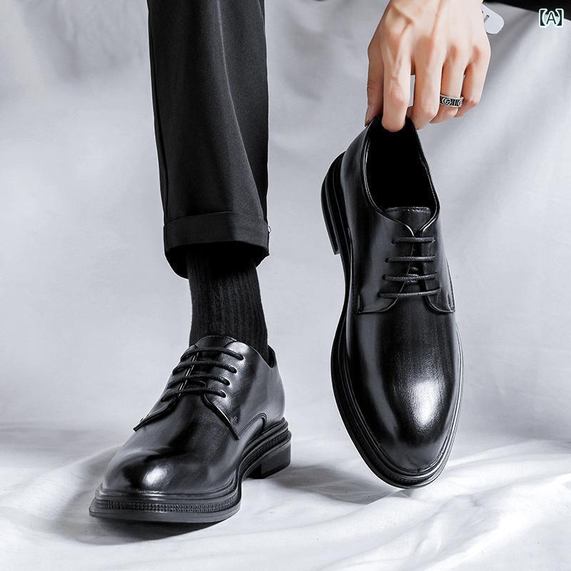 ビジネス 革靴 シューズメンズ メンズ 冬 革 英国 スタイル フォーマル ビジネス ブラック ポインテッ..